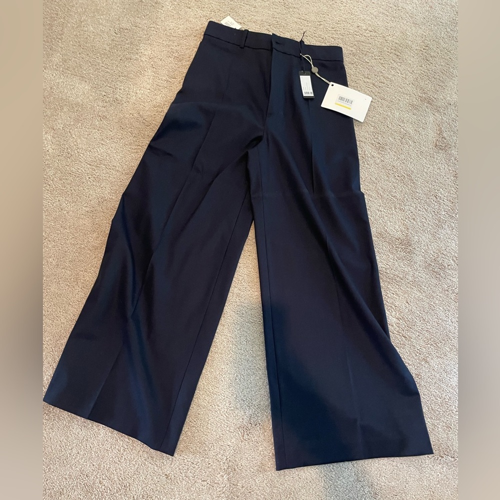 Joseph Dana-Flannel Stretch Navy Blue Wide Pant